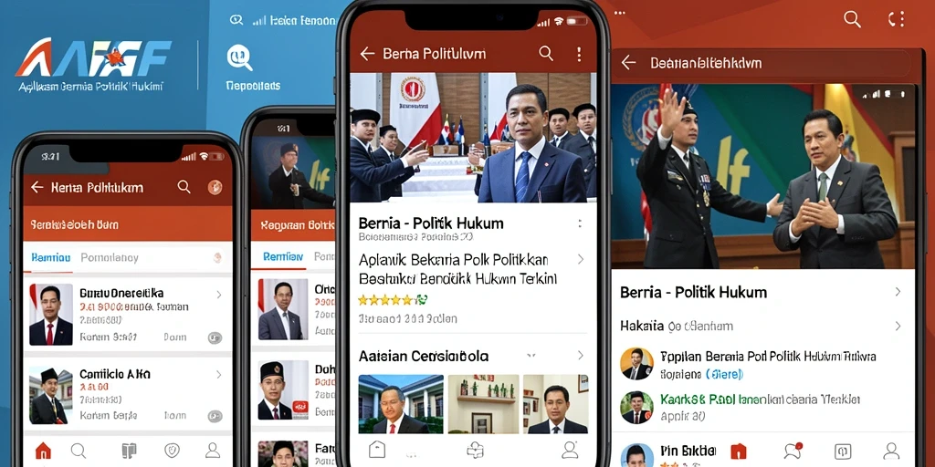 Antarmuka aplikasi AFAF yang menampilkan berita hukum dan politik.