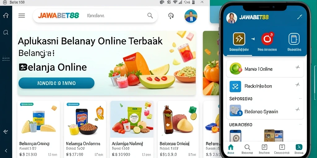 Tampilan antarmuka utama aplikasi JAWABET88 untuk belanja online.