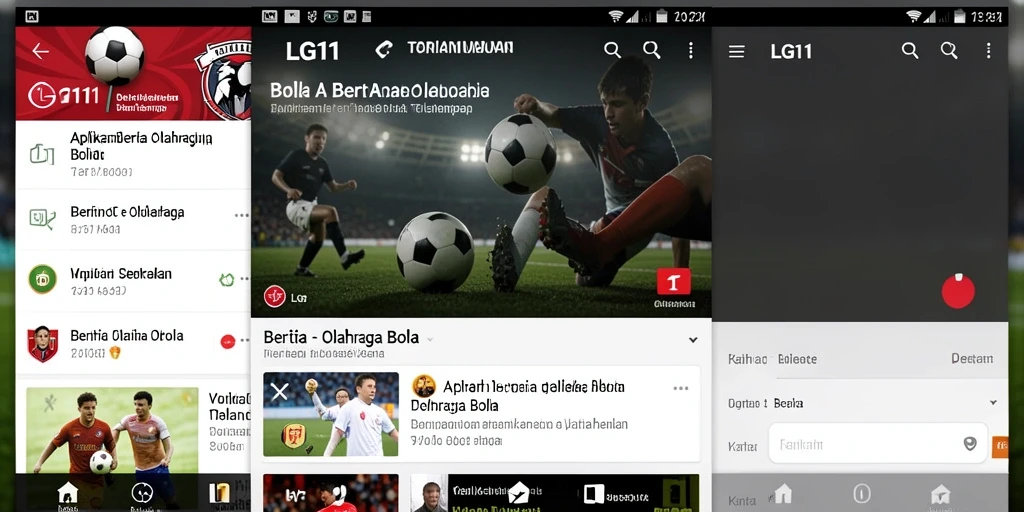 Antarmuka aplikasi LG111 yang menampilkan berita sepak bola terbaru.