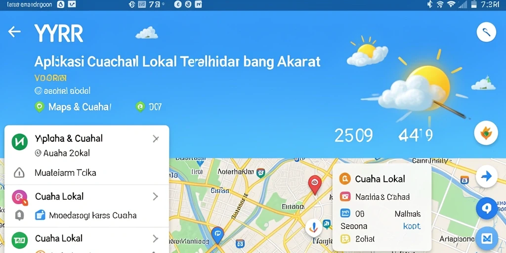 Tampilan antarmuka aplikasi YYRR untuk ramalan cuaca lokal.